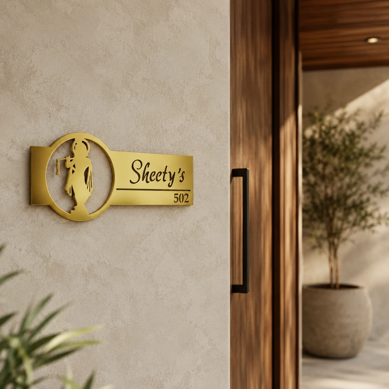 Divine Krishna Theme Name Plate
